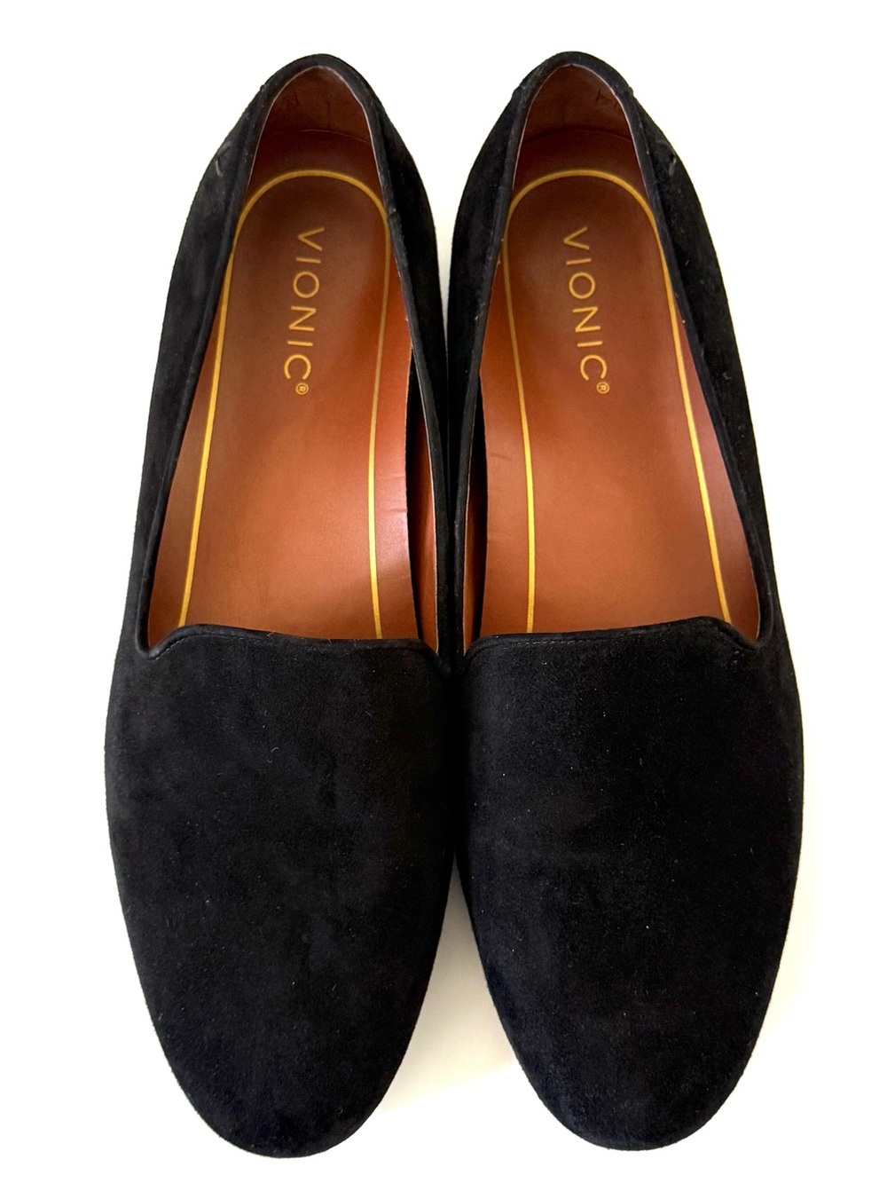 Vionic Willa Flat Loafers Black Suede Slip On Arch Support Shoes
